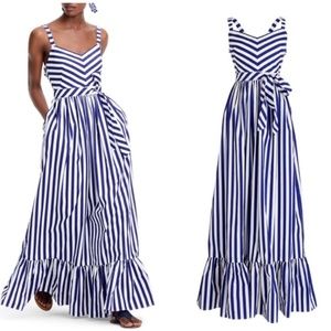 J. Crew Maxi Sun Dress Blue & White striped NWT